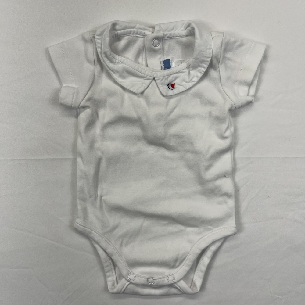 Jacadi Paris Baby Boy Short Sleeved Bird Collared Bodysuit 3Months